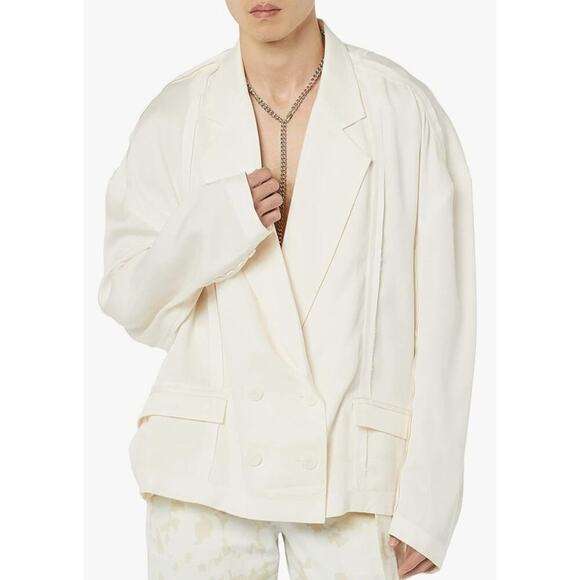 Maison Blanche Inside Out Oversized Jacket Blazer Cream Pink Sz 4 Men‎ M Women L - Picture 1 of 15